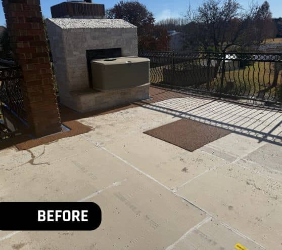 homeowner patio before new flooring installed