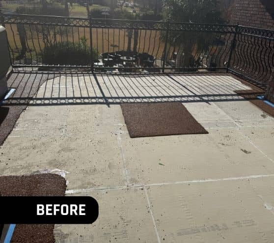 homeowner patio before new flooring