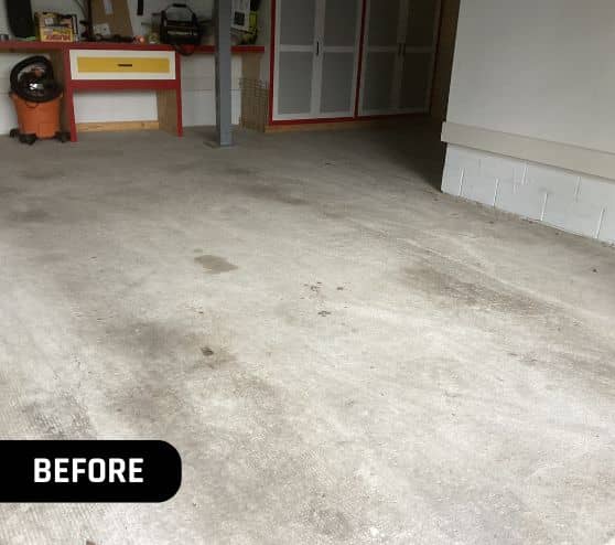homeowner garage before new epoxy flooring