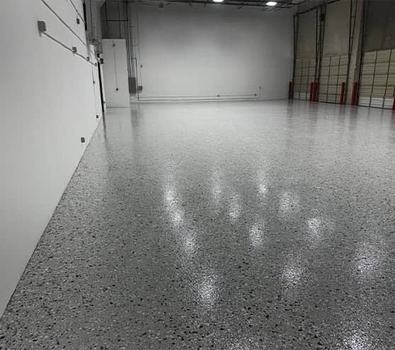 close-up of epoxy flooring in warehouse