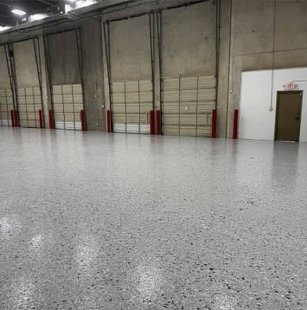 close-up of epoxy flooring inside of warehouse