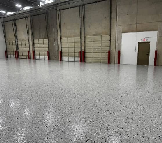 close-up of epoxy flooring inside of warehouse
