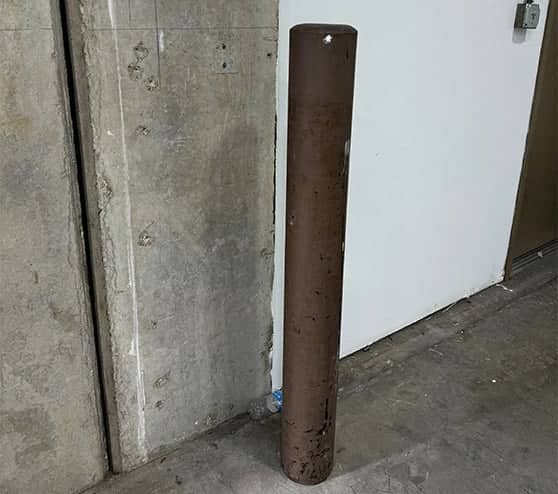 close-up of pole in warehouse