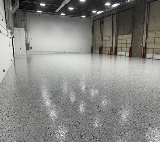 epoxy flooring inside of warehouse for commercial property
