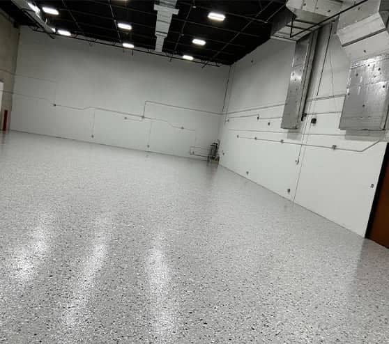epoxy flooring final product in warehouse