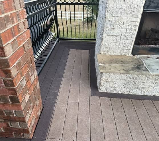 close-up of new flooring installed for homeowner deck