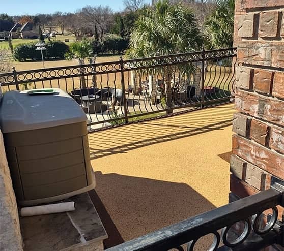 homeowner back patio with new flooring installed