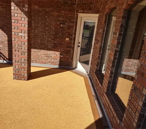 homeowner patio with new flooring installed