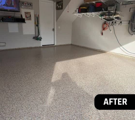 new epoxy flooring installed for homeowner garage in texas