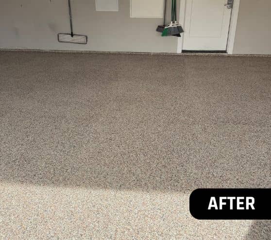 front view of new epoxy flooring installed for homeowner