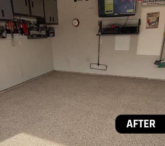 homeowner garage with new epoxy flooring in texas