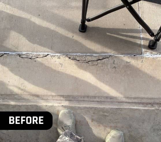 close-up of crack in concrete flooring