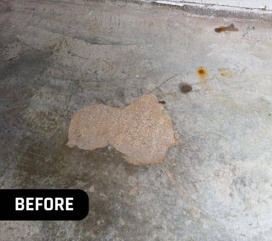 close-up of patch in homeowner flooring before portrait