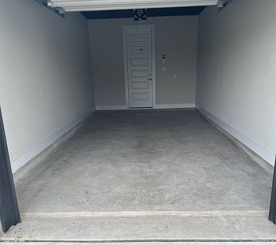 interior view of garage before epoxy