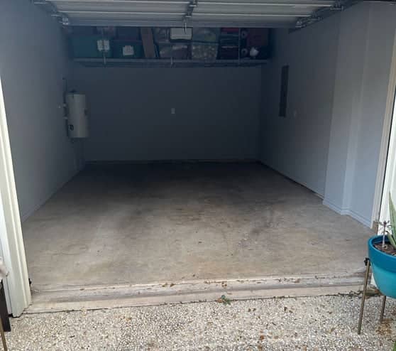 before view of epoxy flake flooring project in San Antonio, TX