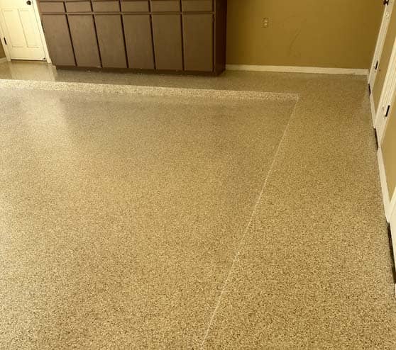 close up of new epoxy flake flooring in San Antonio, TX