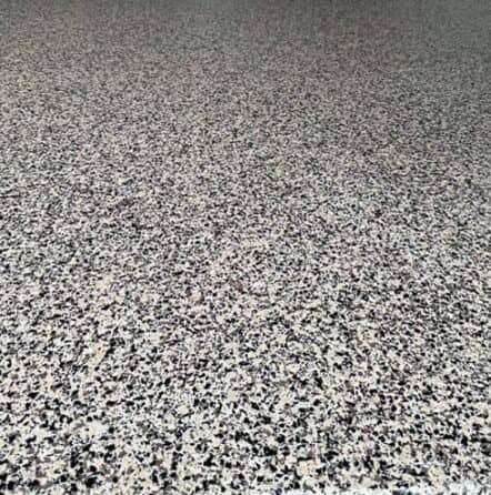 close view of epoxy flake flooring in Helotes, TX