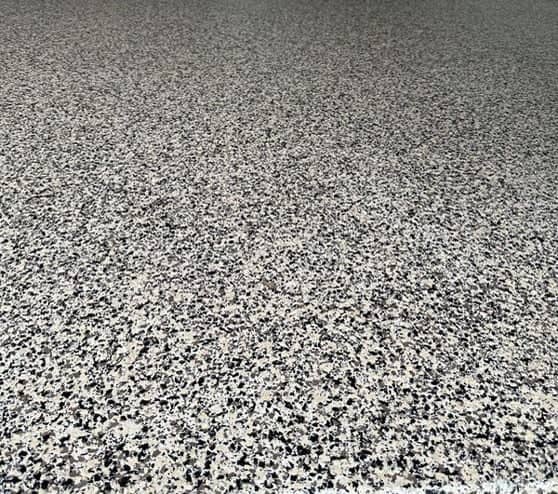 close view of epoxy flake flooring in Helotes, TX