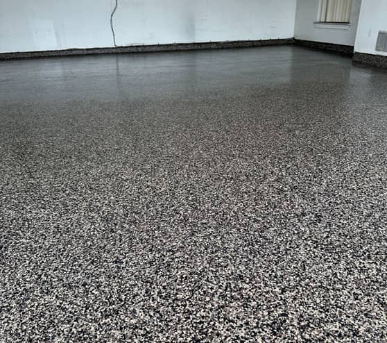 epoxy flake flooring project in San Antonio, TX