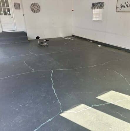 a garage with floor repairs