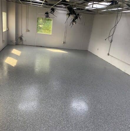 allied air floor with new epoxy flake flooring