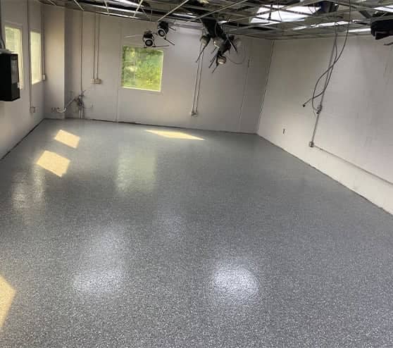 allied air floor with new epoxy flake flooring