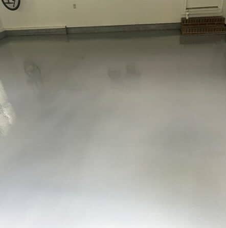 close-up of solid epoxy flooring in garage
