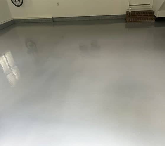 close-up of solid epoxy flooring in garage