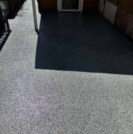 new epoxy flake flooring on a patio