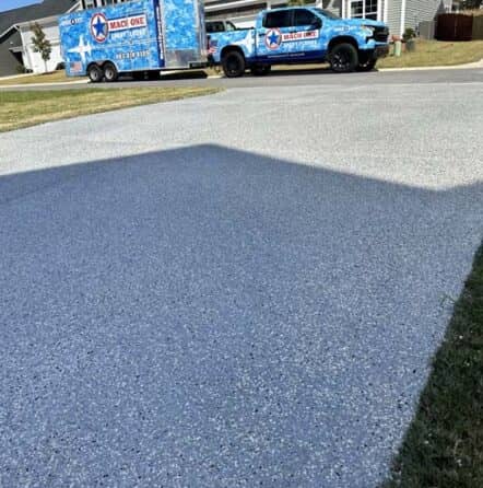 silver epoxy flakes on a driveway