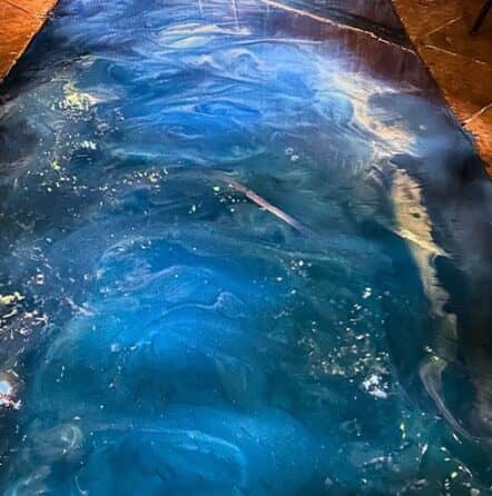 close-up of solid epoxy flooring for the hollow