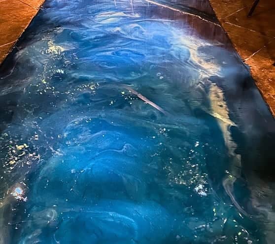 close-up of solid epoxy flooring for the hollow