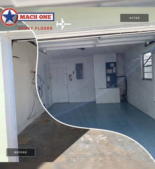before view of epoxy flake flooring project in Orlando, FL