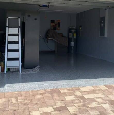 mirela garage with new flooring installed
