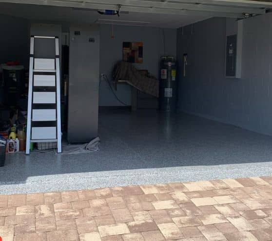 mirela garage with new flooring installed