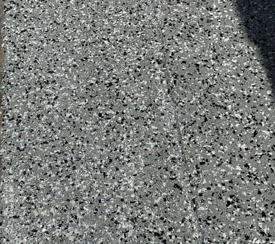grey epoxy flake flooring installed for mirela garage