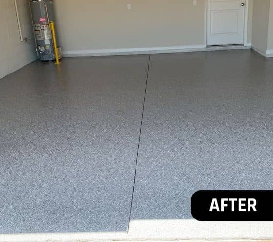 after portrait of homeowner garage with new flooring