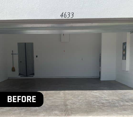 before portrait of homeowner garage with concrete flooring