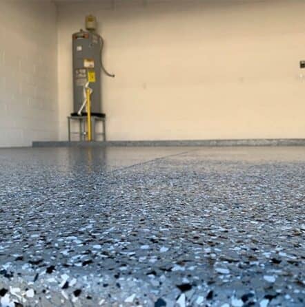 epoxy flake flooring in garage for homeowner