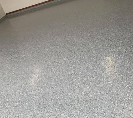 Jims garage with new epoxy flooring installed