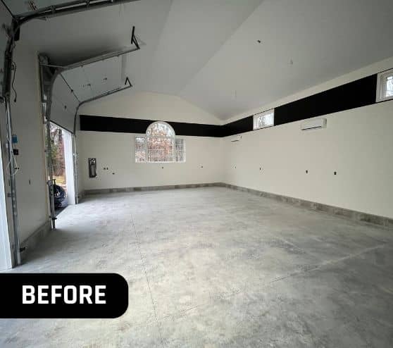 before portrait of homeowner garage before new epoxy