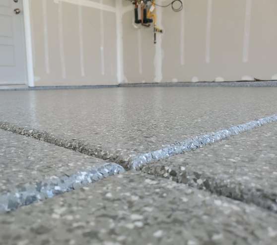 close-up of new epoxy floors