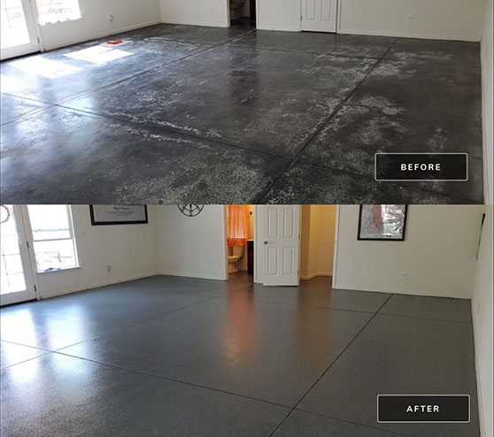 before and after of epoxy flooring for clovis, ca house