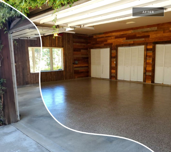 before and after view of a homeowner's garage