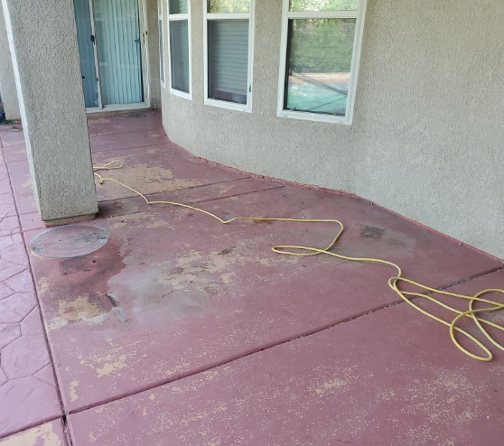 patio before epoxy coating application