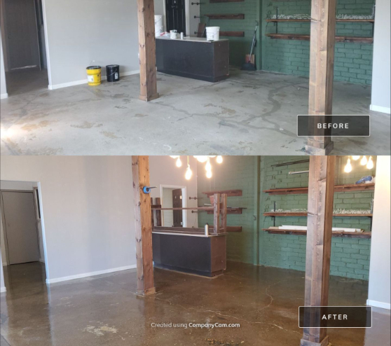 before and after view of a concrete sealing job in Fresno