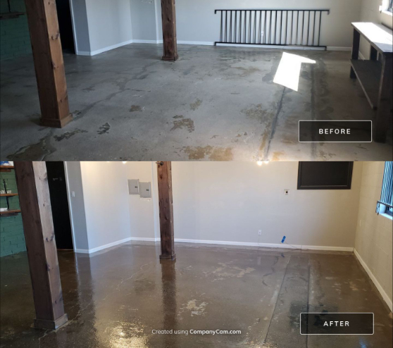 before and after view of concretesealing project