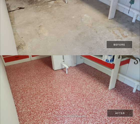 before and after of epoxy project in Fresno, CA