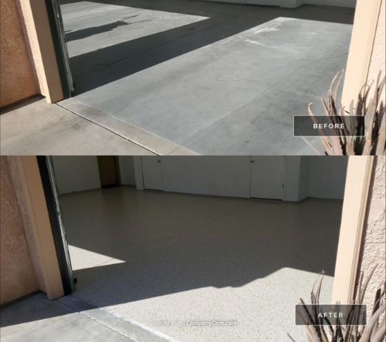 before and after of garage floor project