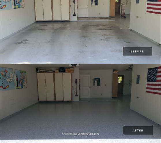 before and after view of an epoxy project in Fresno, CA